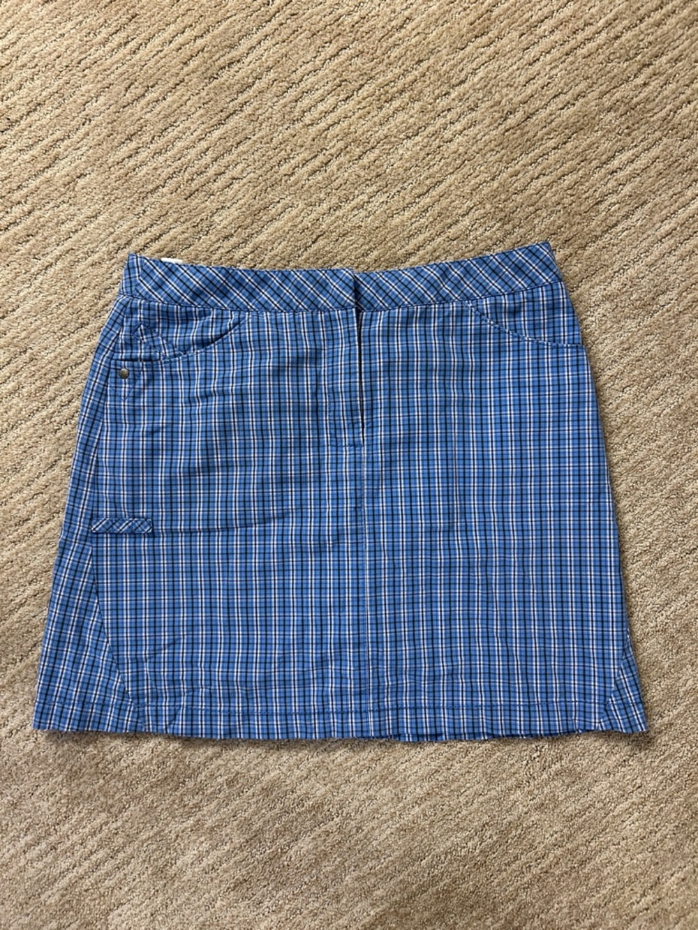 Cutter & Buck Blue Plaid Mini Skirt with Pocket Detail